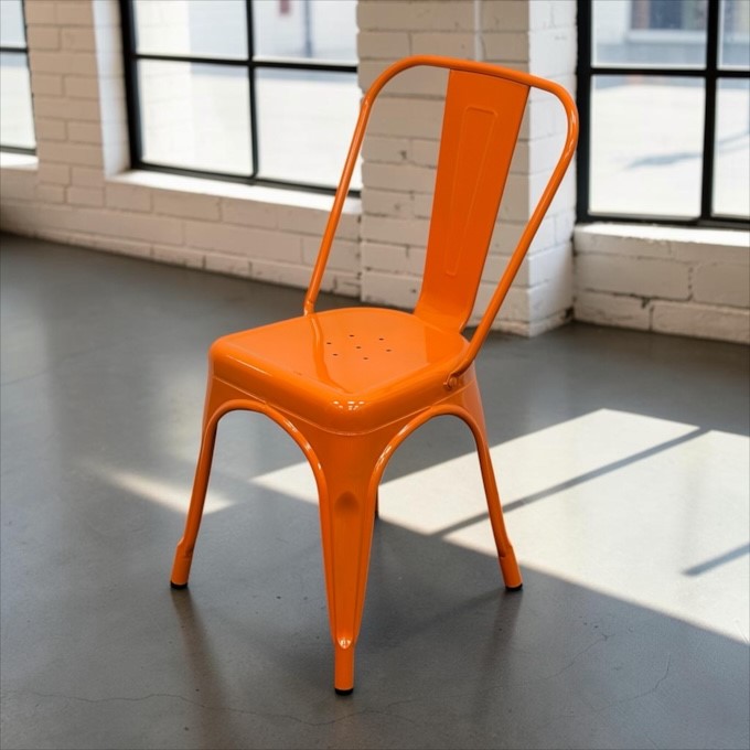 Orange Industrial Tolix Chair Orange Industrial Tolix Chair - BE Furniture Sales