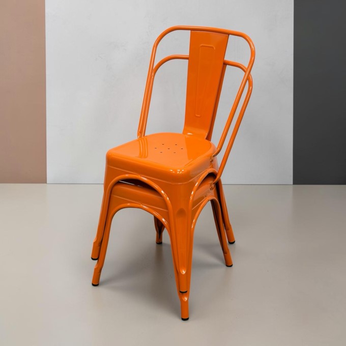 Orange Industrial Tolix Chair Orange Industrial Tolix Chair