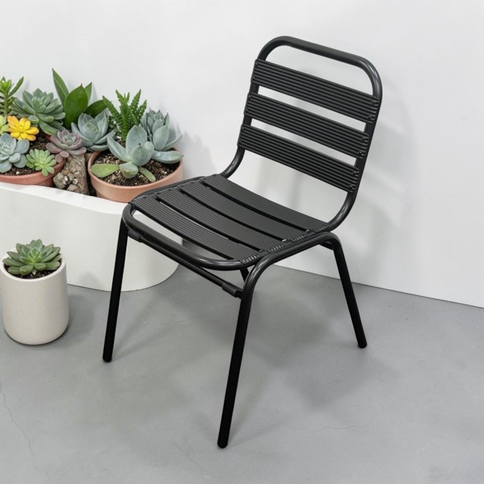 Black Metal Stacking Bistro Chair