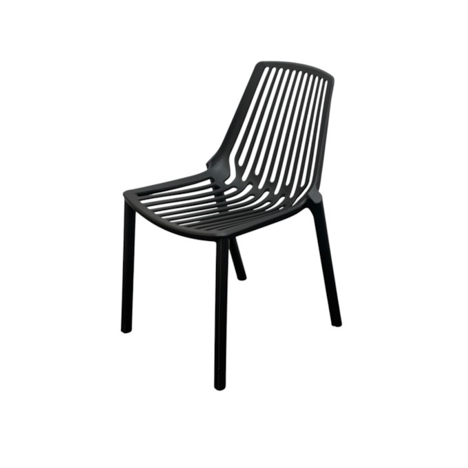 Black Slatted Plastic Stacking Chair