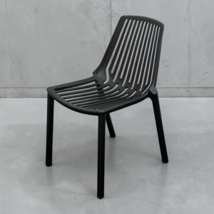 Black Slatted Plastic Stacking Chair - BE Furniture Sales