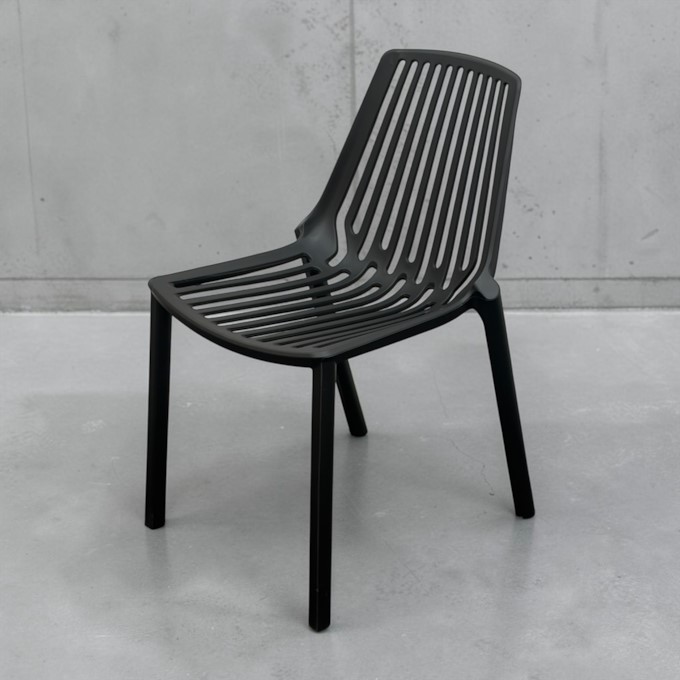 Black Slatted Plastic Stacking Chair - BE Furniture Sales