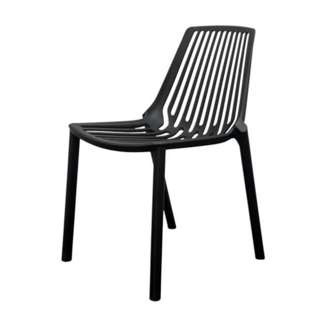 Black Slatted Plastic Stacking Chair
