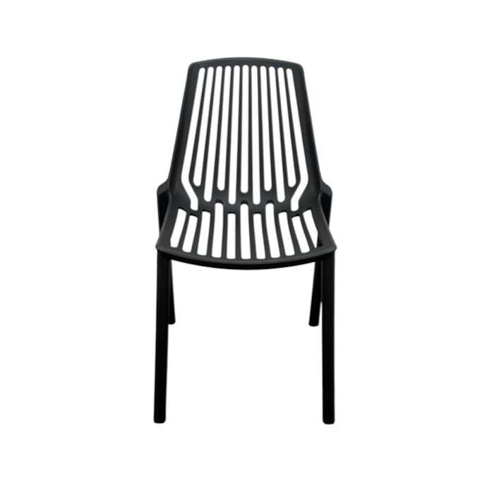 Black Slatted Plastic Stacking Chair