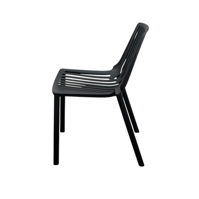 Black Slatted Plastic Stacking Chair