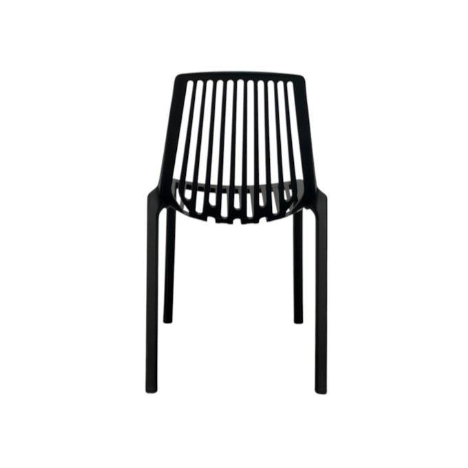 Black Slatted Plastic Stacking Chair