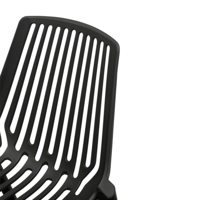 Black Slatted Plastic Stacking Chair