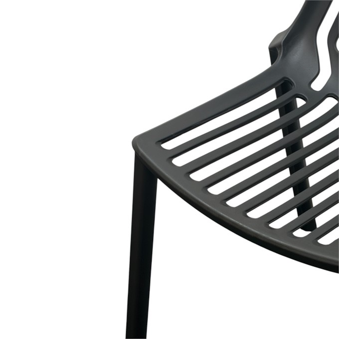 Black Slatted Plastic Stacking Chair