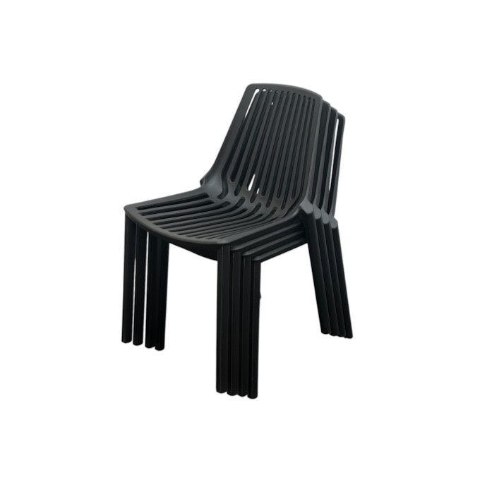 Black Slatted Plastic Stacking Chair