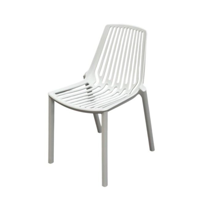 White Slatted Plastic Stacking Chair