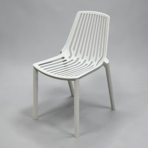 White Slatted Plastic Stacking Chair - BE Furniture Sales
