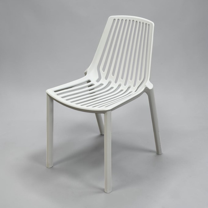 White Slatted Plastic Stacking Chair - BE Furniture Sales
