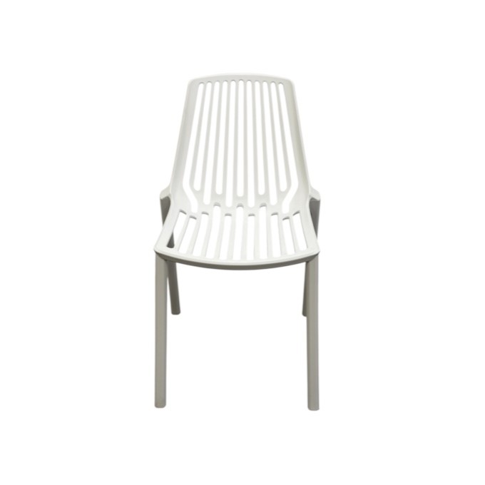 White Slatted Plastic Stacking Chair