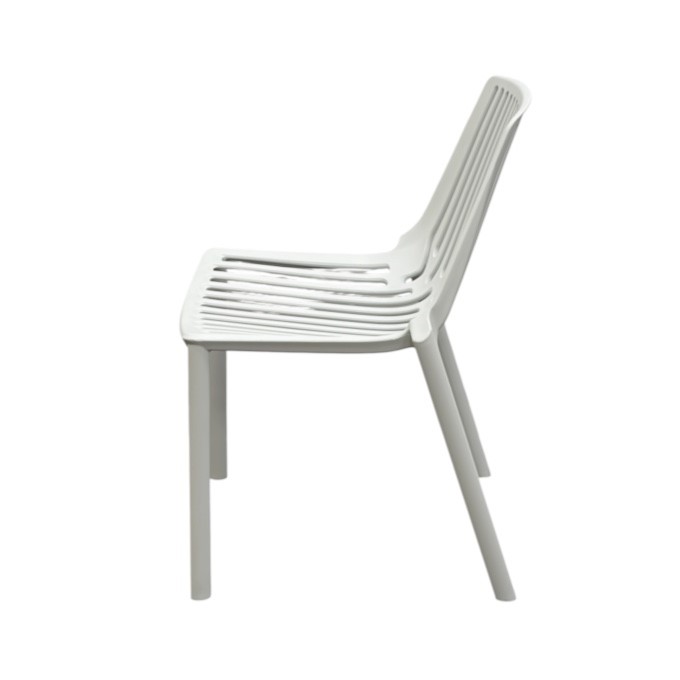 White Slatted Plastic Stacking Chair