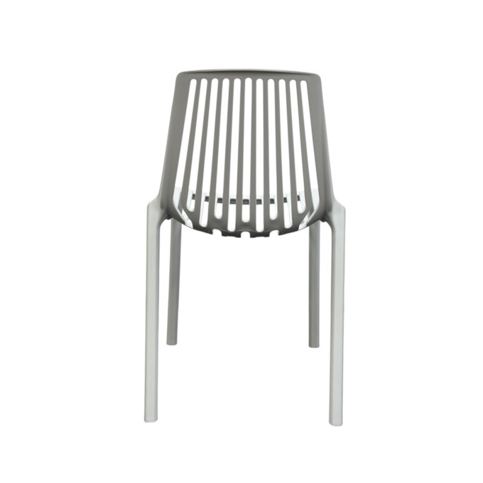 White Slatted Plastic Stacking Chair