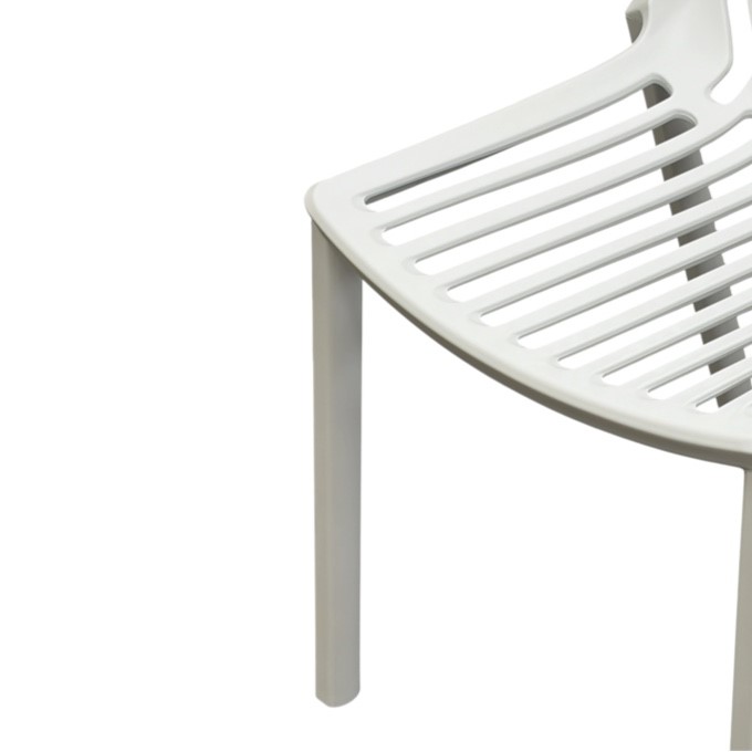 White Slatted Plastic Stacking Chair