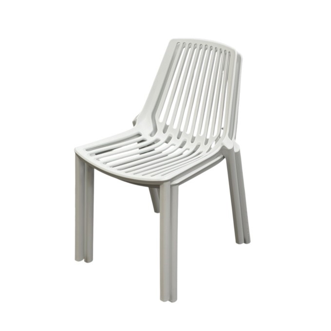 White Slatted Plastic Stacking Chair