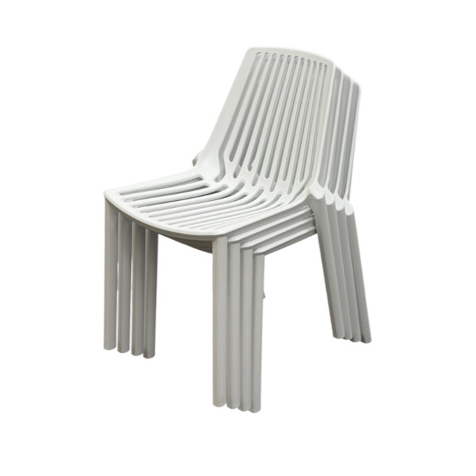 White Slatted Plastic Stacking Chair